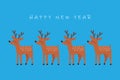 Happy New Year minimalistic card with reindeer flat vector illustration Royalty Free Stock Photo