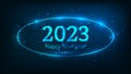 2023 Happy New Year neon background Royalty Free Stock Photo