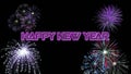 Happy new year Neon hot pink fire works concept