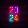 2024 Happy new year neon signboard.