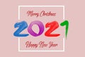 Happy New Year 2021. New year, new you, start, goals. Conceptual motivational message written with colorful paint.