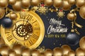 Happy New Year 2020 - New Year Shining Background With Gold Clock And Balls