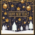 Happy New Year at night studed , Gold card collection Royalty Free Stock Photo
