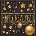 Happy New Year at night studed , Gold card collection Royalty Free Stock Photo