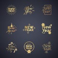 Happy new year nine golden letterings