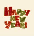 Happy new year note. Christmas patchwork style lettering.