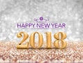 Happy new year 2018 year number 3d rendering at sparkling go Royalty Free Stock Photo