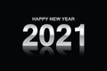 Happy New Year 2021 - Number 2021 Metallic Chrome Style on black background greeting card.