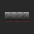 Happy New Year 2023 number monogram calendar cover, maze shape creative typography element black background, greeting card design Royalty Free Stock Photo