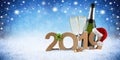 Happy new year 2019 number with santa hat four leaf clover champ Royalty Free Stock Photo