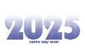 2025 Happy New Year. Numbers with circular halftone dot pattern texture. Dot art. Vector half tone holiday illustration.