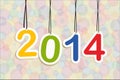 Happy New Year 2014 numbers colors hanging Royalty Free Stock Photo
