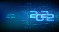 Happy New 2022 Year. Numbers 2022 made with binary code. Digital binary data and streaming digital code background. Matrix Royalty Free Stock Photo