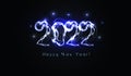 Happy New Year 2022 numbers Realistic blue lightning on black background for brochure, greeting card or calendar cover Royalty Free Stock Photo