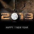 Happy New Year 2019 - Old Pocket Watch Royalty Free Stock Photo