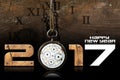 Happy New Year 2017 - Old Pocket Watch Royalty Free Stock Photo