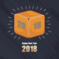 Happy New Year 2018 with orange dice design Royalty Free Stock Photo