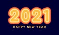 Happy new year 2021 orange layered design vector