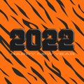 Happy New Year original poster for the Chinese new year of the tiger, number 2022 logo 3d volumetric inscription on the skin of