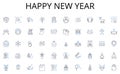 Happy new year line icons collection. Archives, Filing, Documents, Ledger, Catalog, Registry, Logbook vector and linear