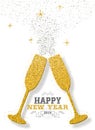 Happy new year 2018 party toast gold glitter card Royalty Free Stock Photo