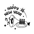 Happy new year party vector design, trumpet icon, new year 2024 celebration party