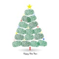 Happy new year pine tree with finger prints vector greeting card Royalty Free Stock Photo