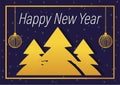 Happy new year 2021, pine trees balls decoration season card Royalty Free Stock Photo