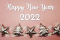 Happy New Year 2022 on pink background Royalty Free Stock Photo