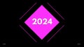 Happy New Year 2024 pink background. 2024 happy New Year black background with a neon number on black background.