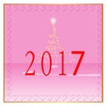 Happy New Year 2017 pink background Royalty Free Stock Photo