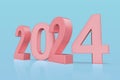 Happy New Year 2024 with pink numbers