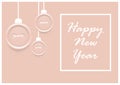Happy new year 2019 pink vector greeting card / banner with sewing items christmas baubles and script Royalty Free Stock Photo
