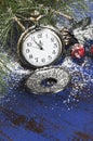 Happy New Year pocket fob watch Royalty Free Stock Photo