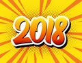 Happy New Year 2018 pop art comic style poster Royalty Free Stock Photo