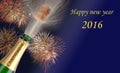 Happy new year 2016 with popping champagne Royalty Free Stock Photo