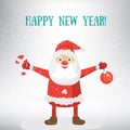 Happy New Year post card template. Vector Illustration of Santa Claus.