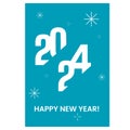 2024 Happy New Year poster. Abstract typography design