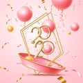 Vector happy 2020 new year poster pink balloons