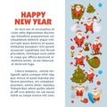 Happy New Year 2018 poster with Santa Clauses in traditional costume, sport suit and swimming trunks, snowman in hat Royalty Free Stock Photo