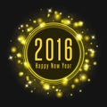 Happy New Year poster 2016 text, abstract fireworks shine glowing light