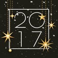 Happy New Year 2017 Premium luxury background for holiday greeting card. Golden decoration ornament with Christmas stars Royalty Free Stock Photo