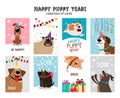 Happy new year, puppy cards Royalty Free Stock Photo