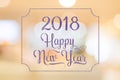 Happy New year 2018 purple sparkling glitter word with golden fr Royalty Free Stock Photo