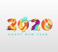 Happy 2020 new year rainbow color banner in paper style for your seasonal holidays flyers, greetings and invitations, calendar Royalty Free Stock Photo