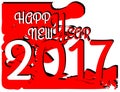 Happy new year 2017 in red background Royalty Free Stock Photo