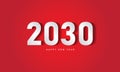 2030 Happy New Year on red background, 2030 text design, vector illustration, 2030 number design, Creative design Royalty Free Stock Photo