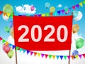 Happy New Year 2020. Red banner with a congratulation