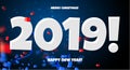 2019 Happy New Year red, blue and white calendar cover or flyer design or greeting card. Vector illustration with Royalty Free Stock Photo