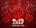 Happy New Year 2019 and Red Sparkle Firework Royalty Free Stock Photo